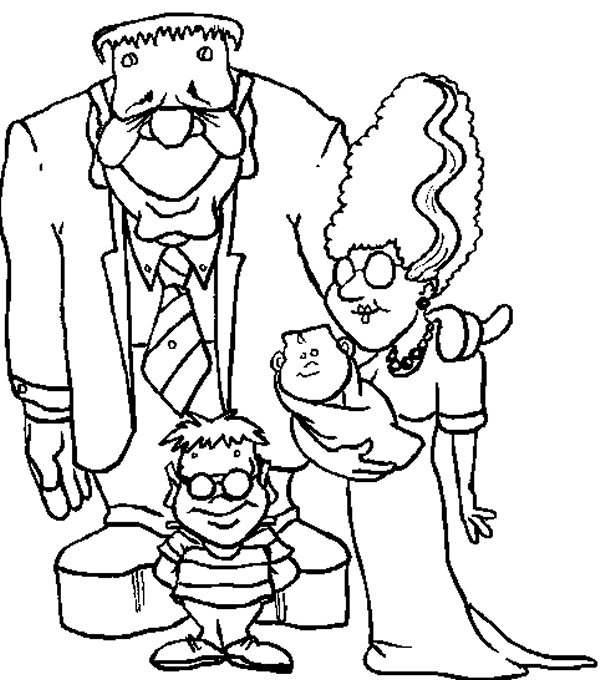 coloriage famille halloween
